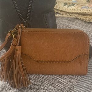 Frye Leather Wristlet Wallet with Tassel